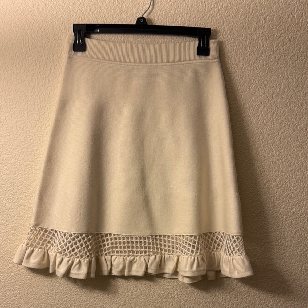 Rachel Roy Elegant Cream Skirt with Ruffle Hem